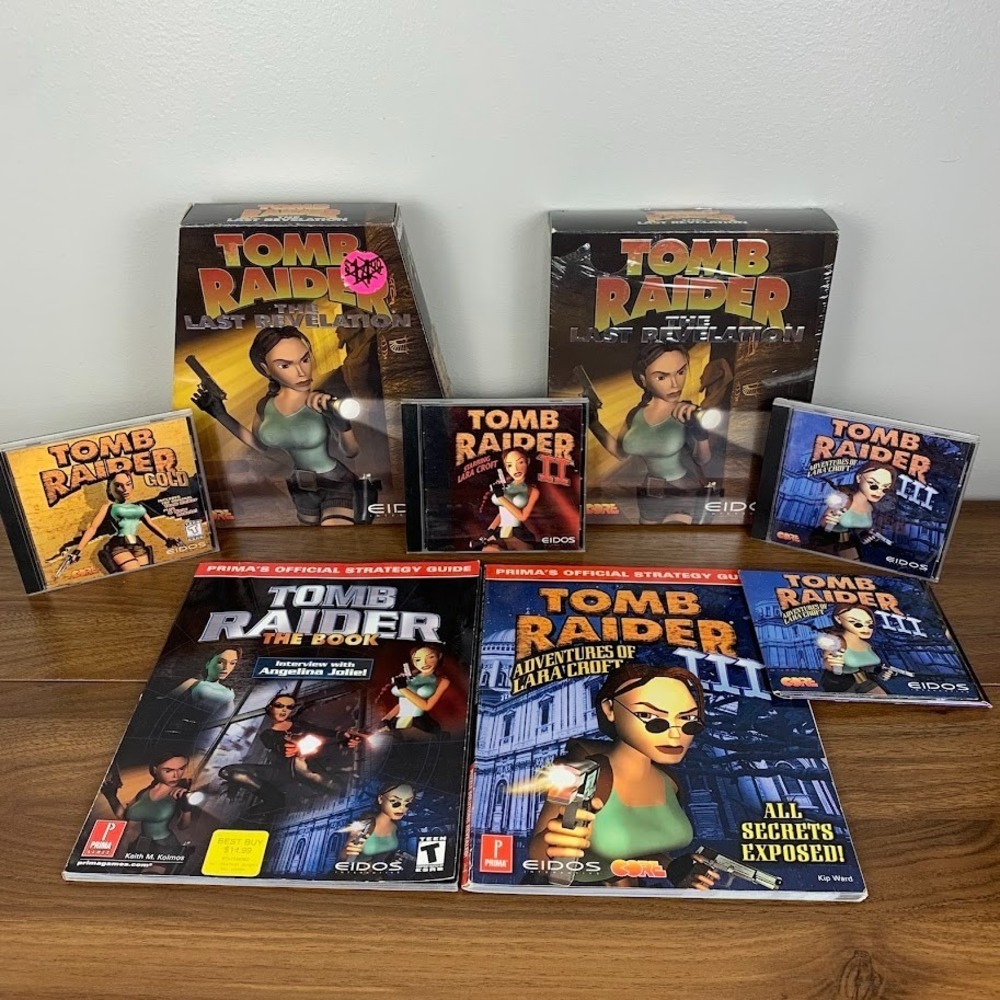 Tomb Raider PC Game & Strategy Guide Lot - Last Revelation Big Box II III Gold